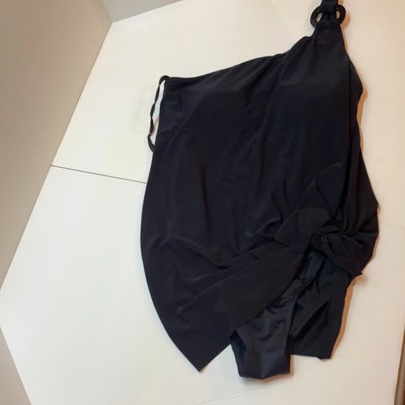 Magicsuit Black One-Shoulder Ring Swimdress with Side Tie - Picture 3 of 12